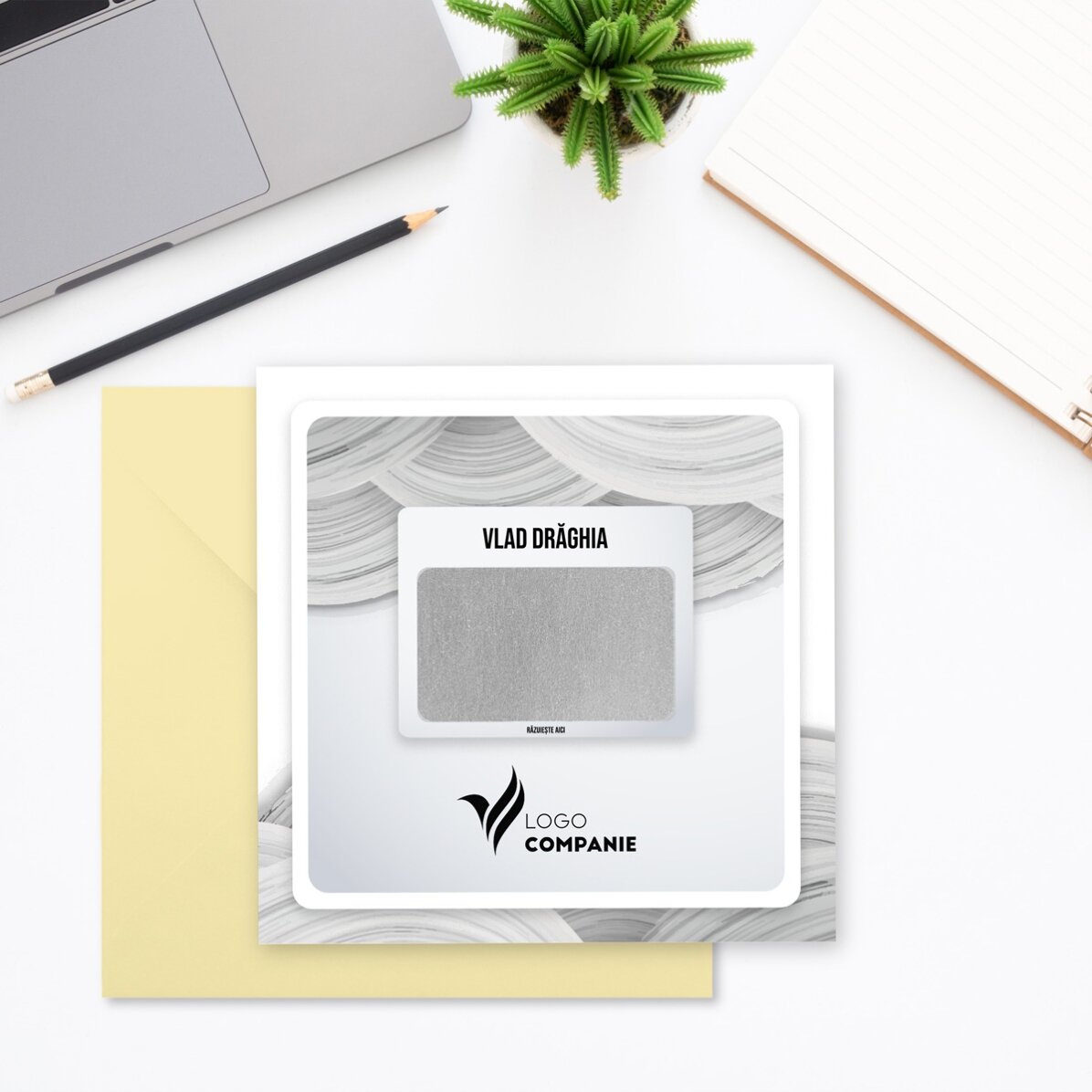 Carta da grattare personalizzata con logo e testo - White Welcome