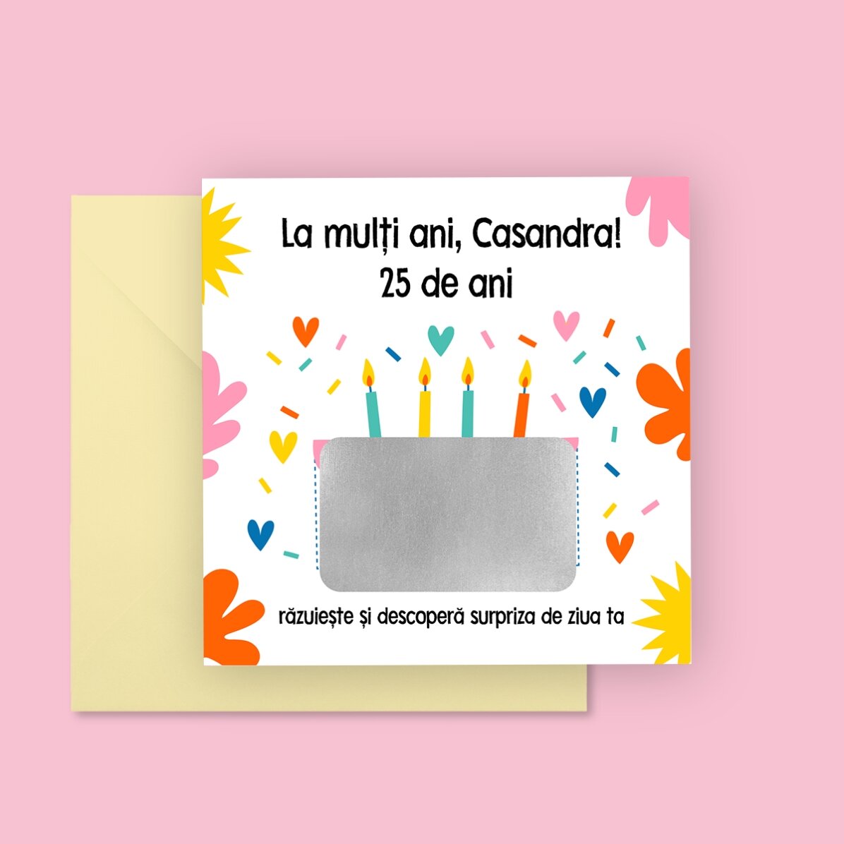 Cartolina gratta e vinci personalizzata con messaggio - Anniversario