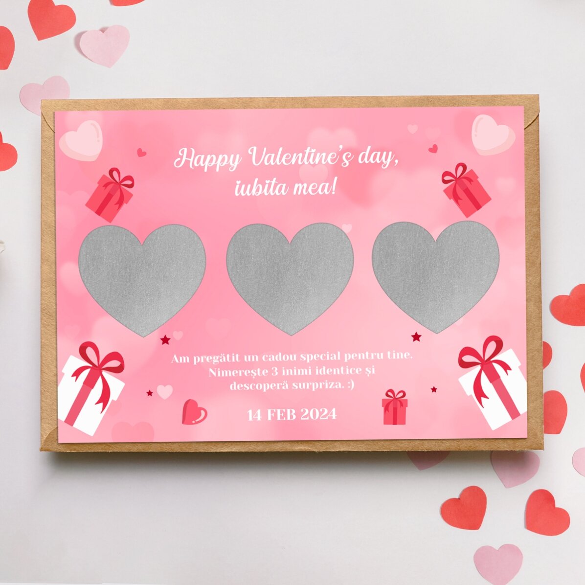 Cartolina gratta e vinci personalizzata con messaggio - Amore