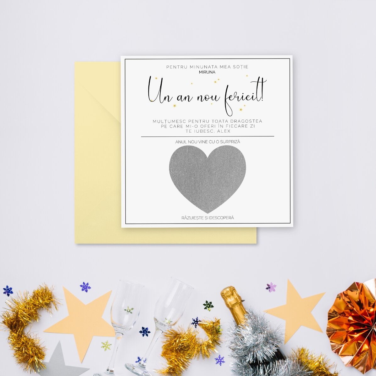 Cartolina da grattare personalizzata con messaggio - Elegante modello natalizio