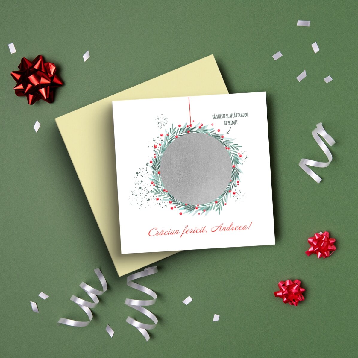 Personalised scratch card with a surprise Christmas message
