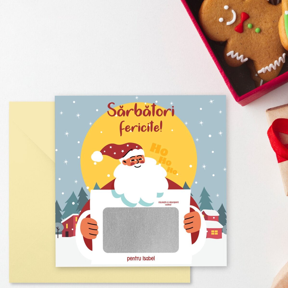 Cartolina gratta e vinci personalizzata con messaggio - Notizie da Babbo Natale