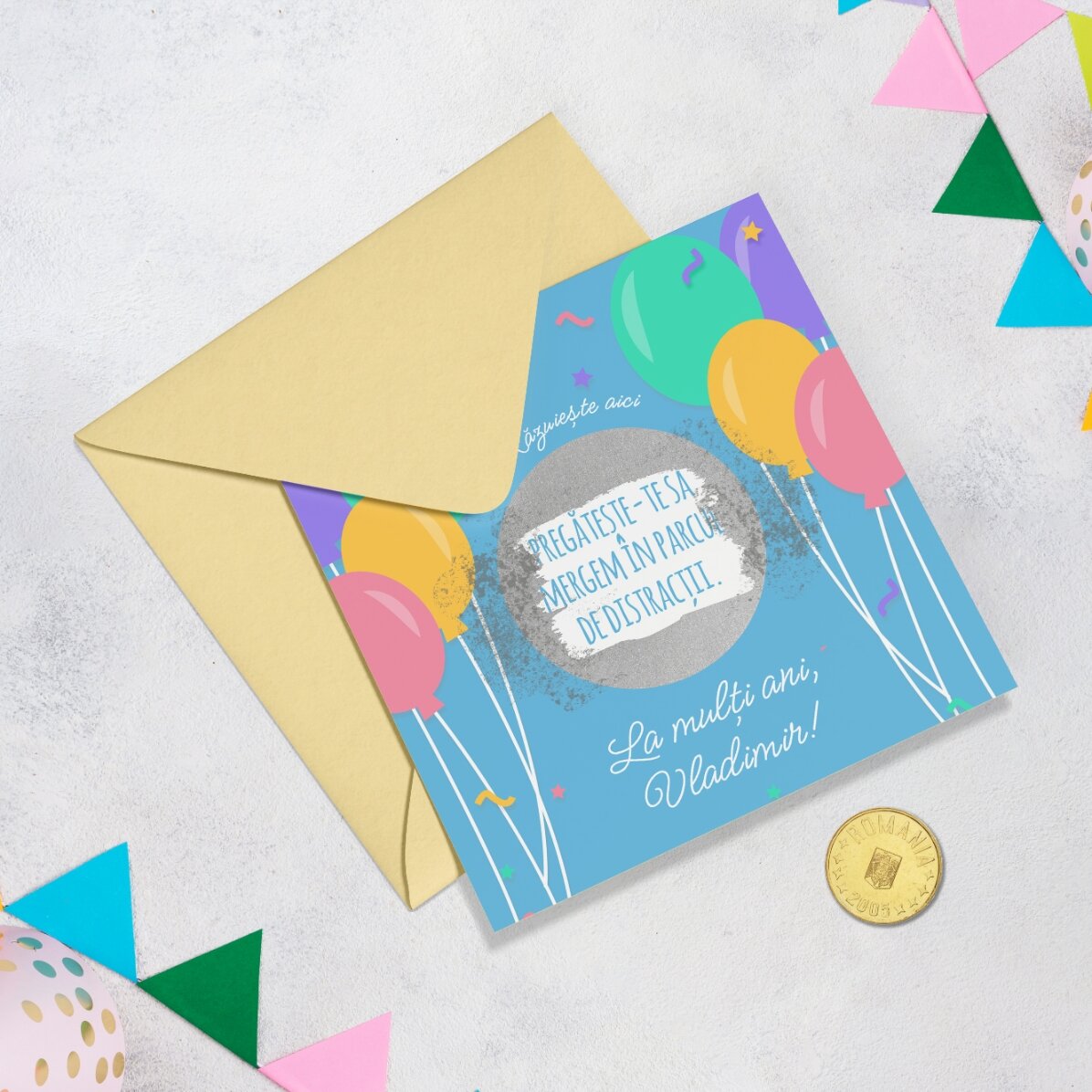 Biglietto gratta e vinci personalizzato con messaggio - Compleanno