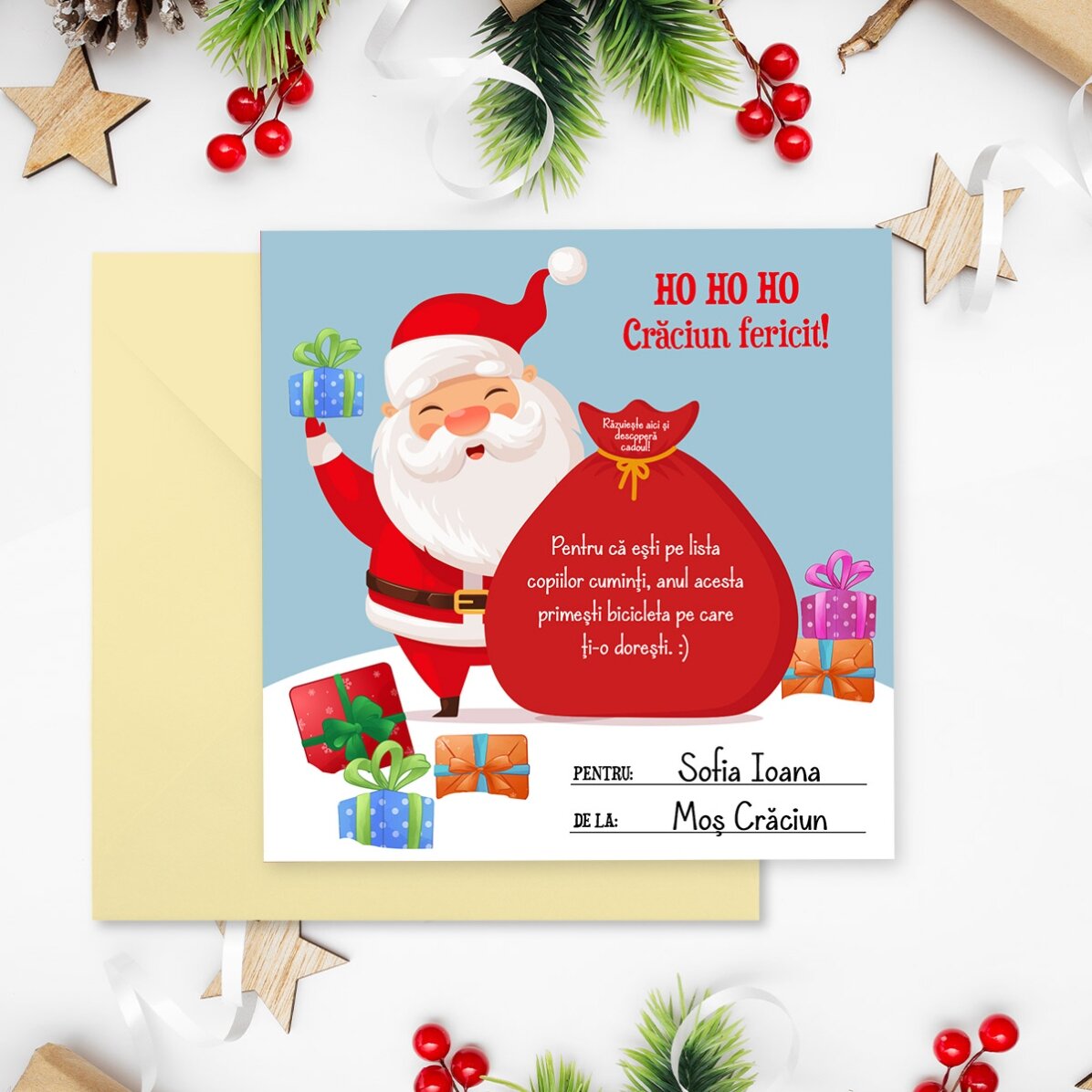 Cartolina gratta e vinci personalizzata con testo - Regalo di Natale