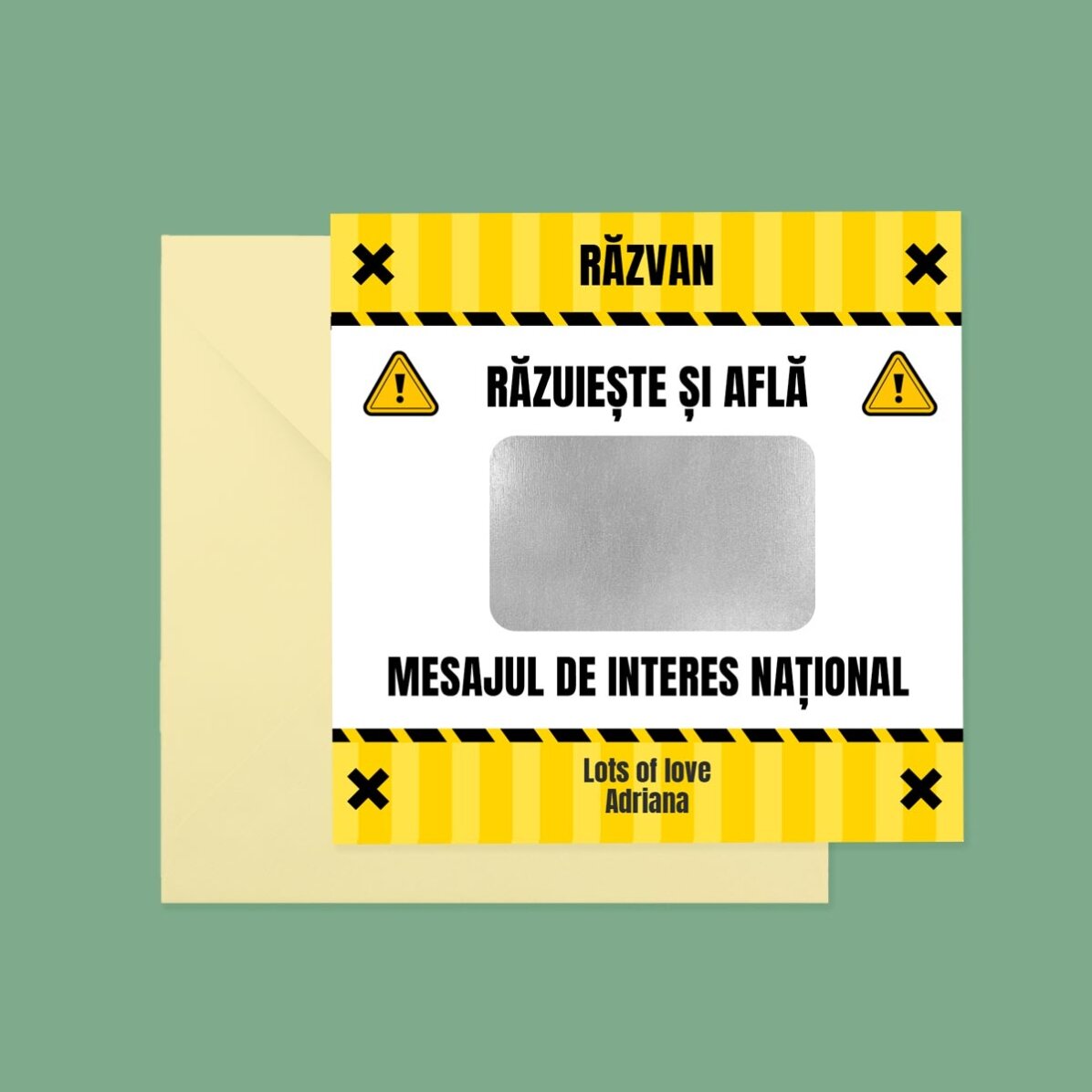 Carta gratta e vinci personalizzata con testo - Interes National
