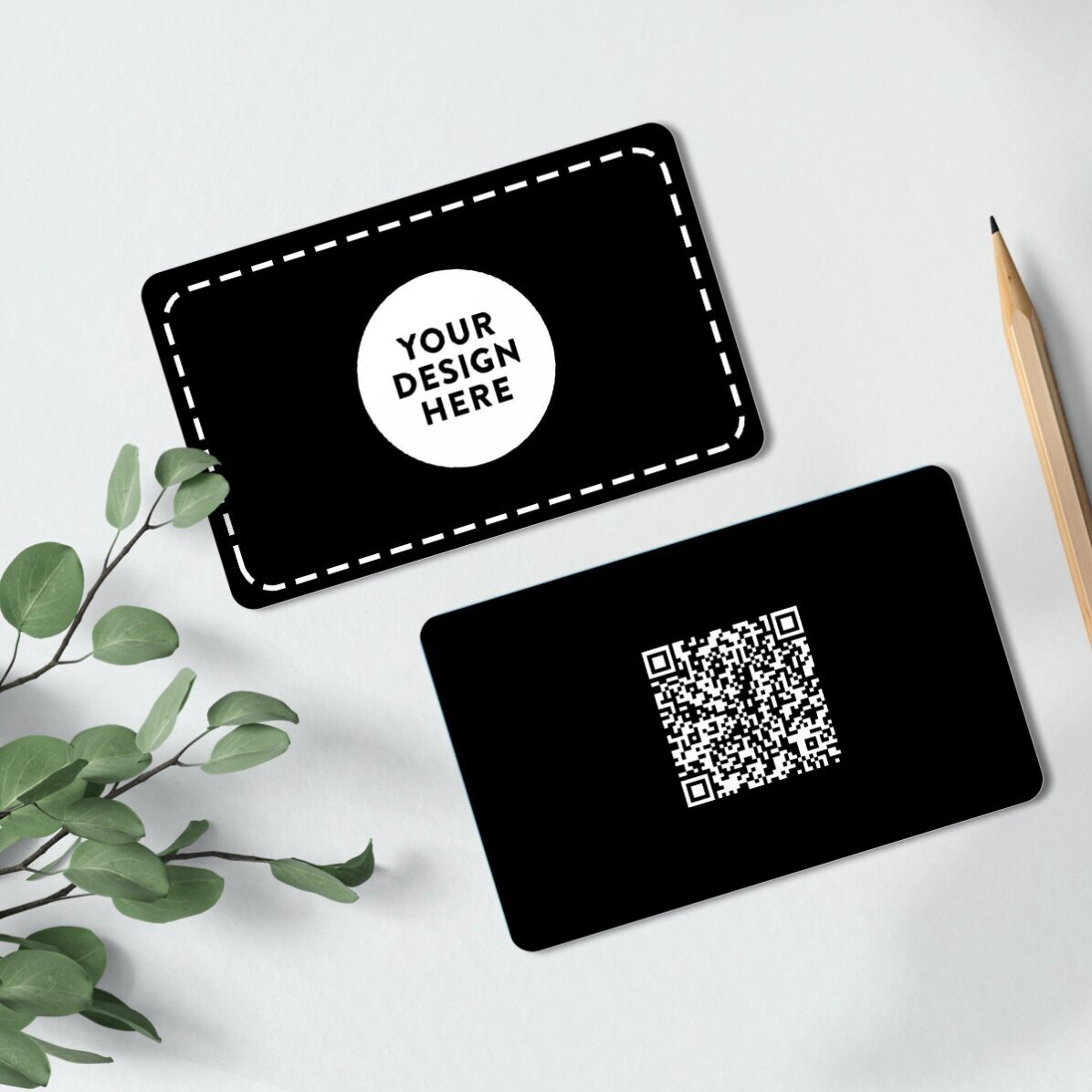 Biglietto da visita in alluminio personalizzato fronte-retro con codice QR e la tua grafica