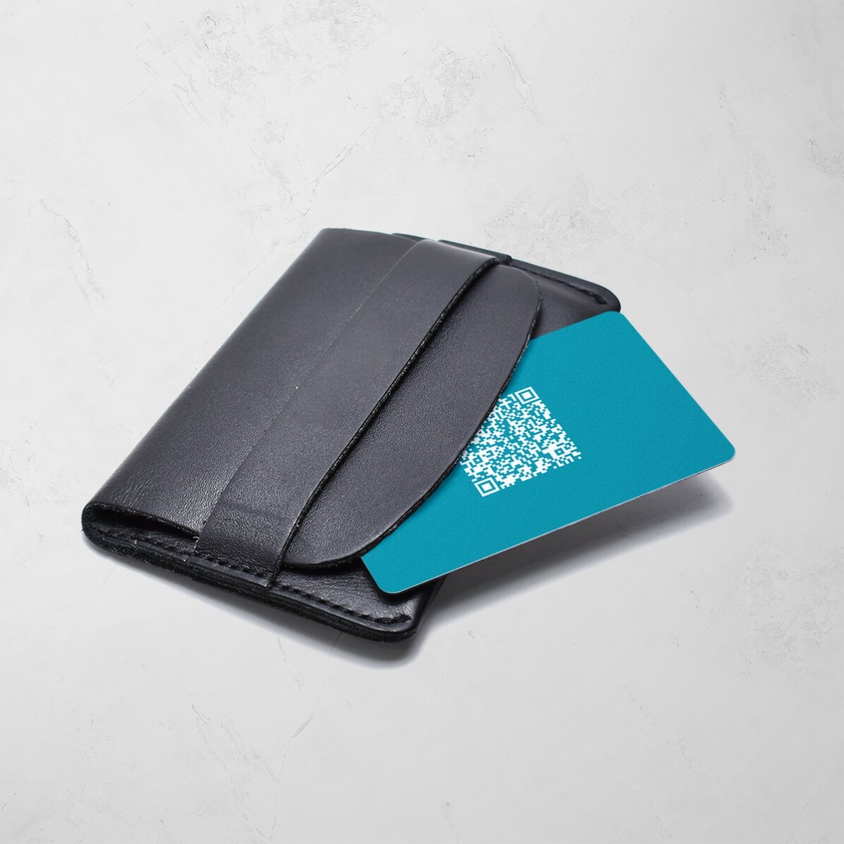 Biglietto da visita in alluminio personalizzato fronte-retro con codice QR e logo - Dati di contatto