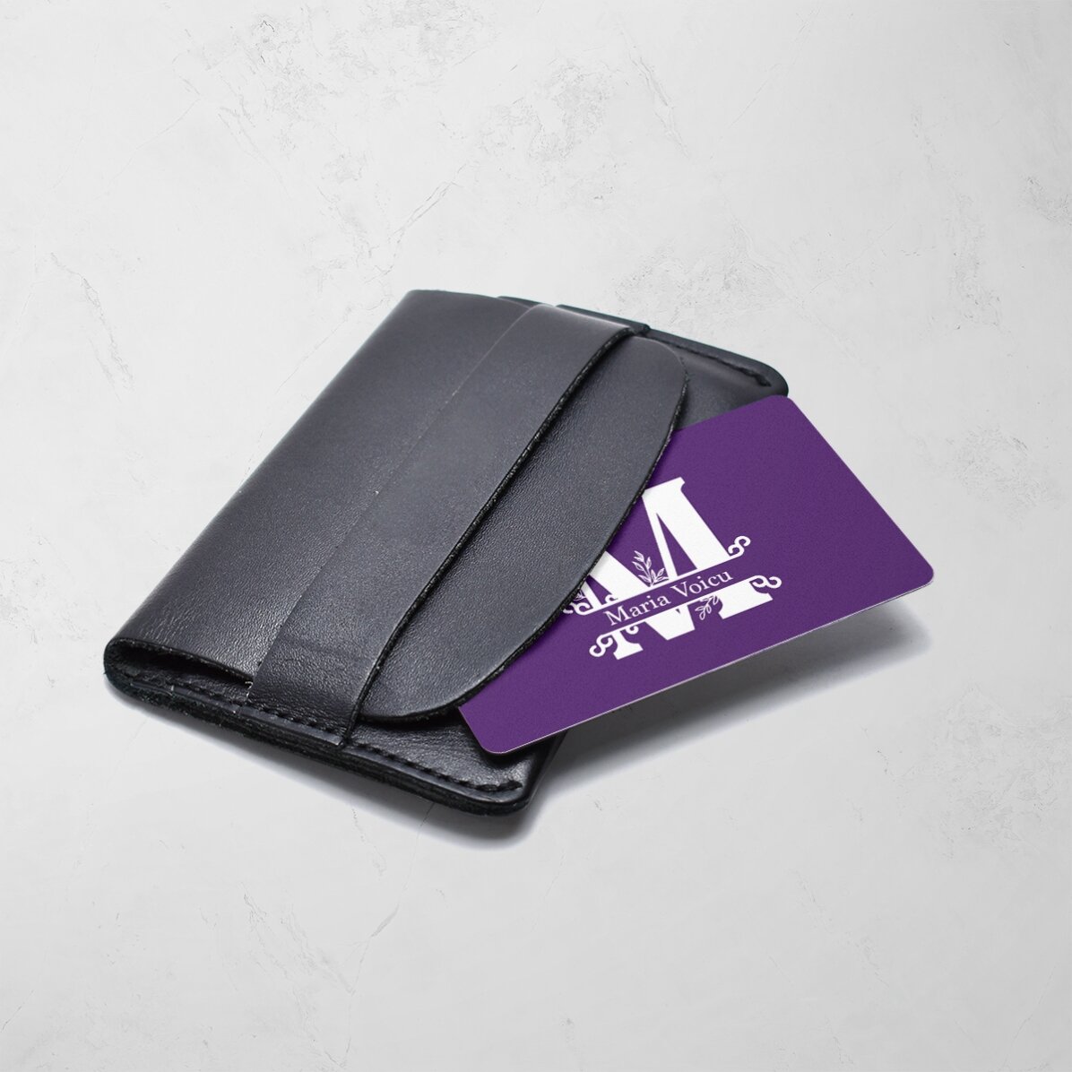 Biglietto da visita in alluminio personalizzato fronte-retro con foto, messaggio e codice QR - Monog