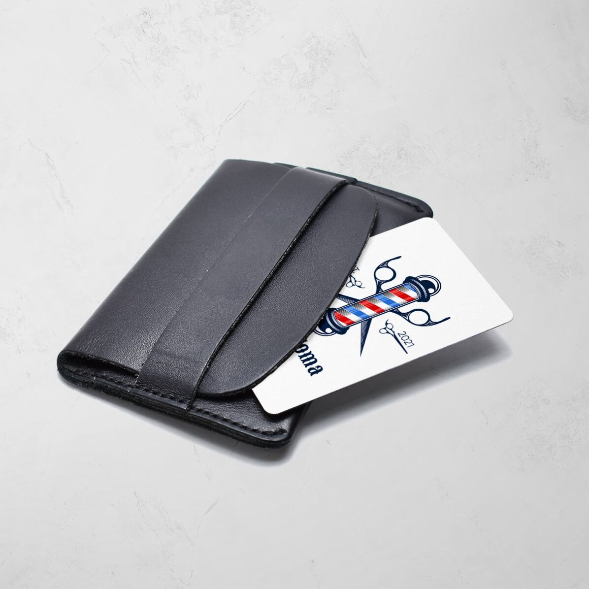 Biglietto da visita in alluminio personalizzato fronte-retro con testo - Barber Shop