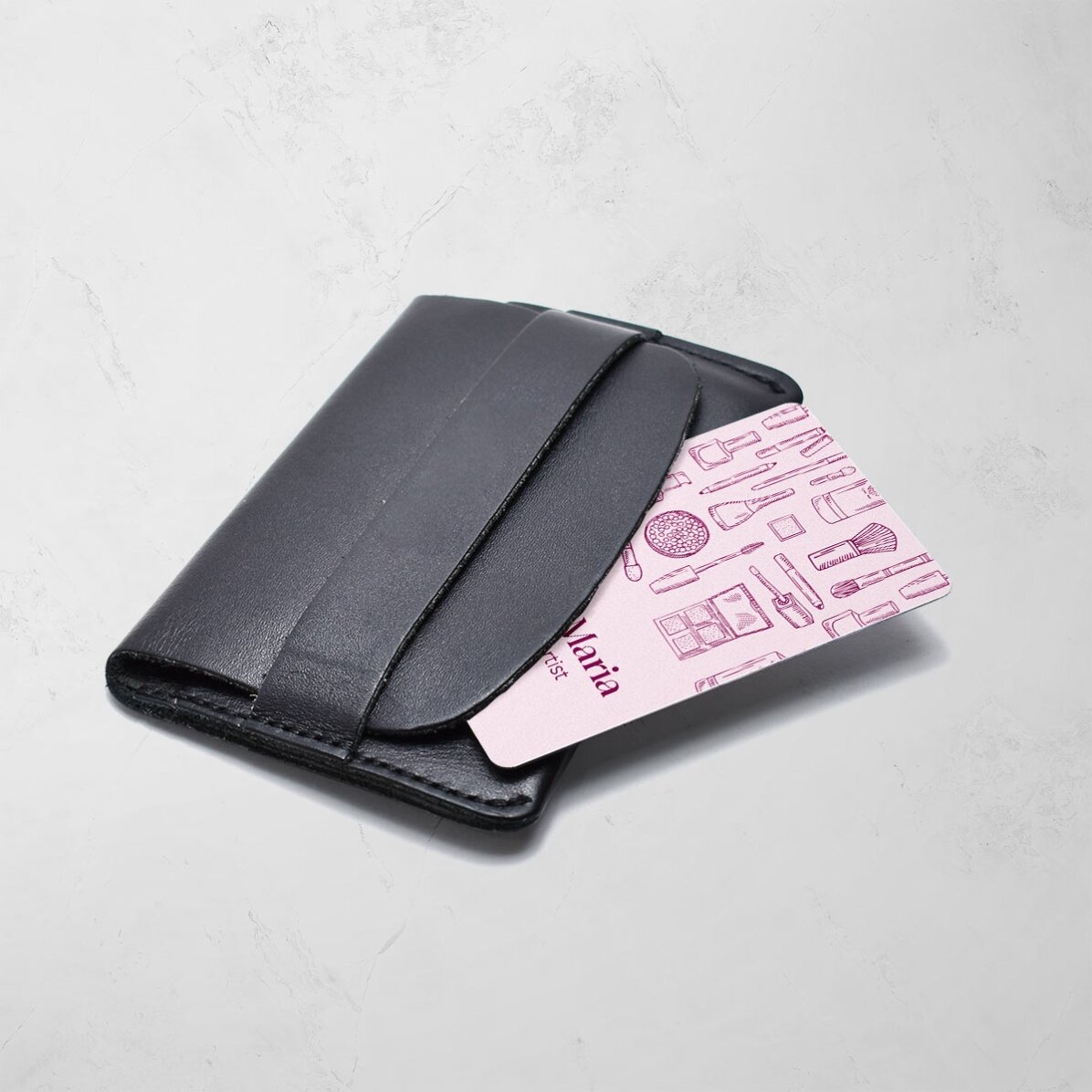Biglietto da visita in alluminio personalizzato fronte-retro con testo - Truccatrice