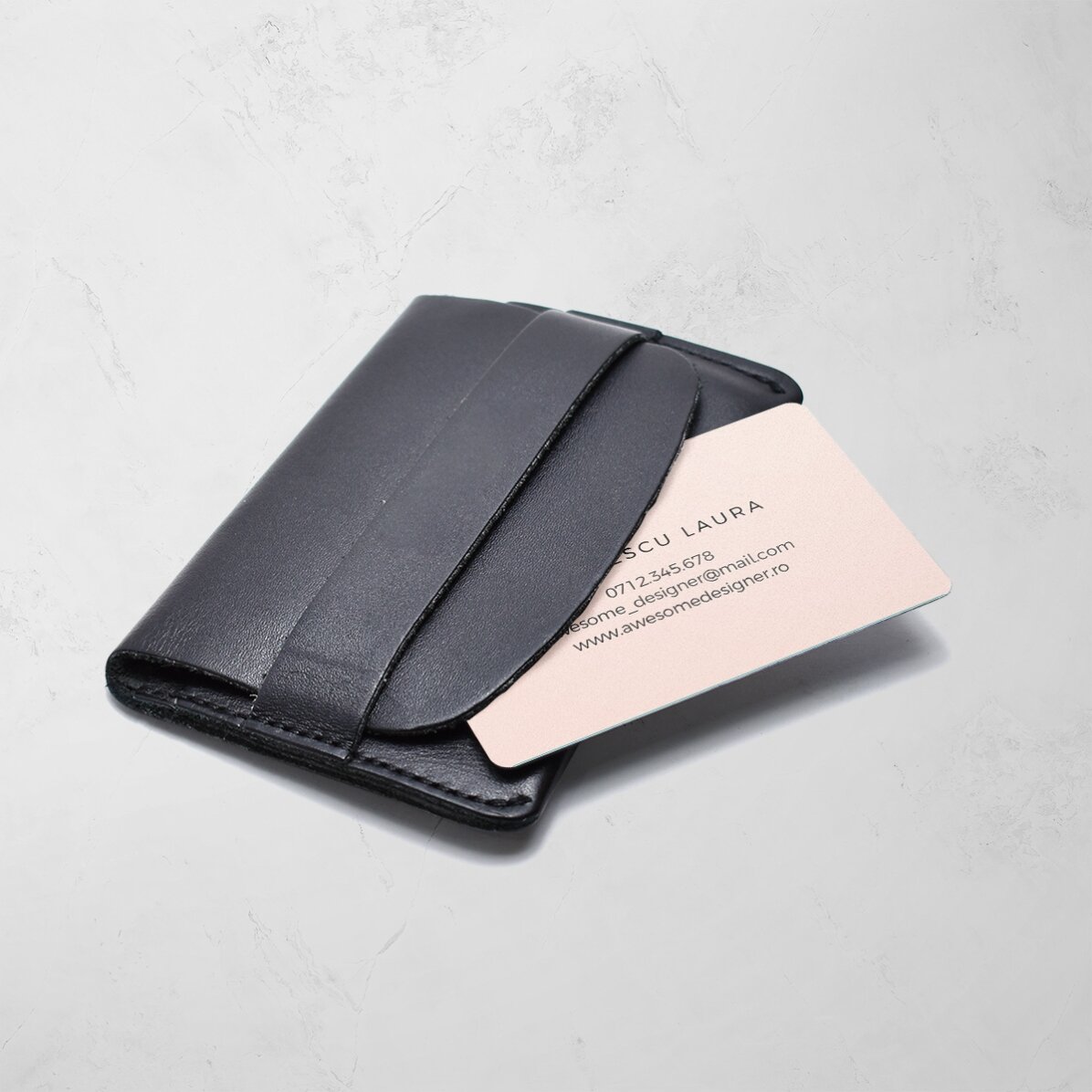 Biglietto da visita in alluminio personalizzato fronte-retro con testo - SIMPLE