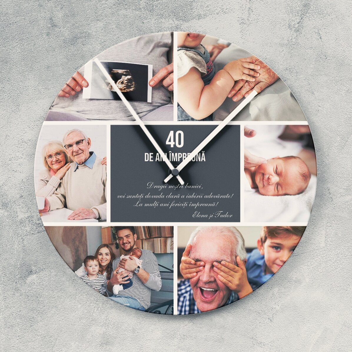 Orologio personalizzato con 6 foto e un messaggio - Momenti