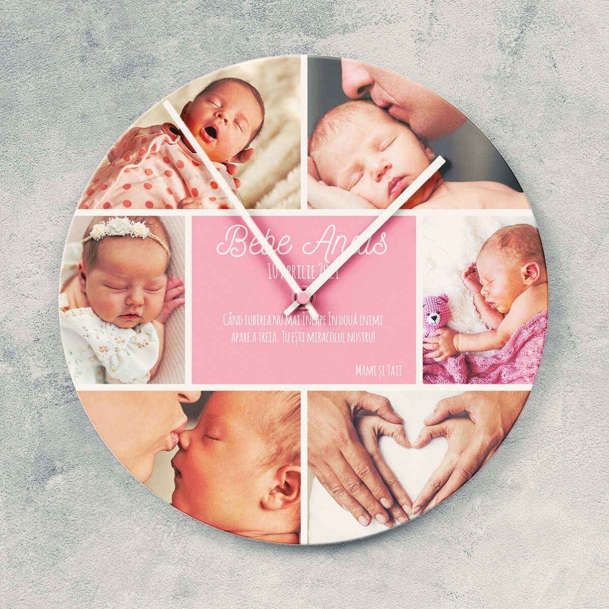 Orologio personalizzato con 6 foto e un messaggio - Momenti