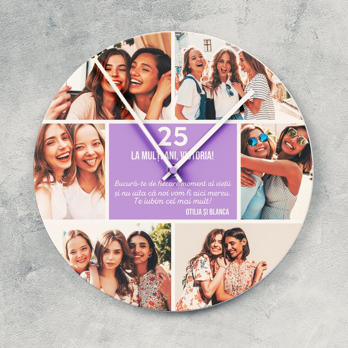 Orologio personalizzato con 6 foto e un messaggio - Momenti