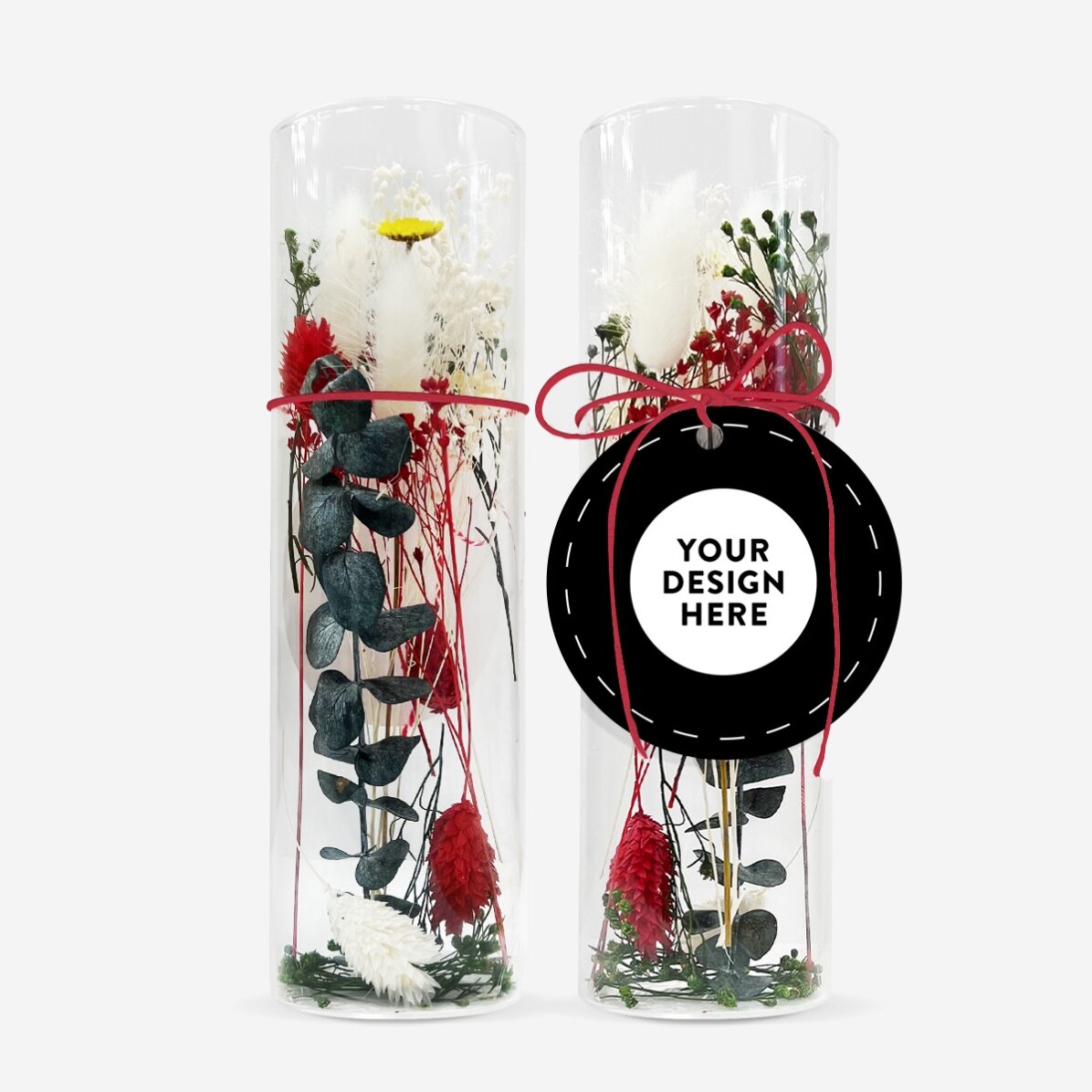 Glass ornament with preserved flowers personalised with your graphics