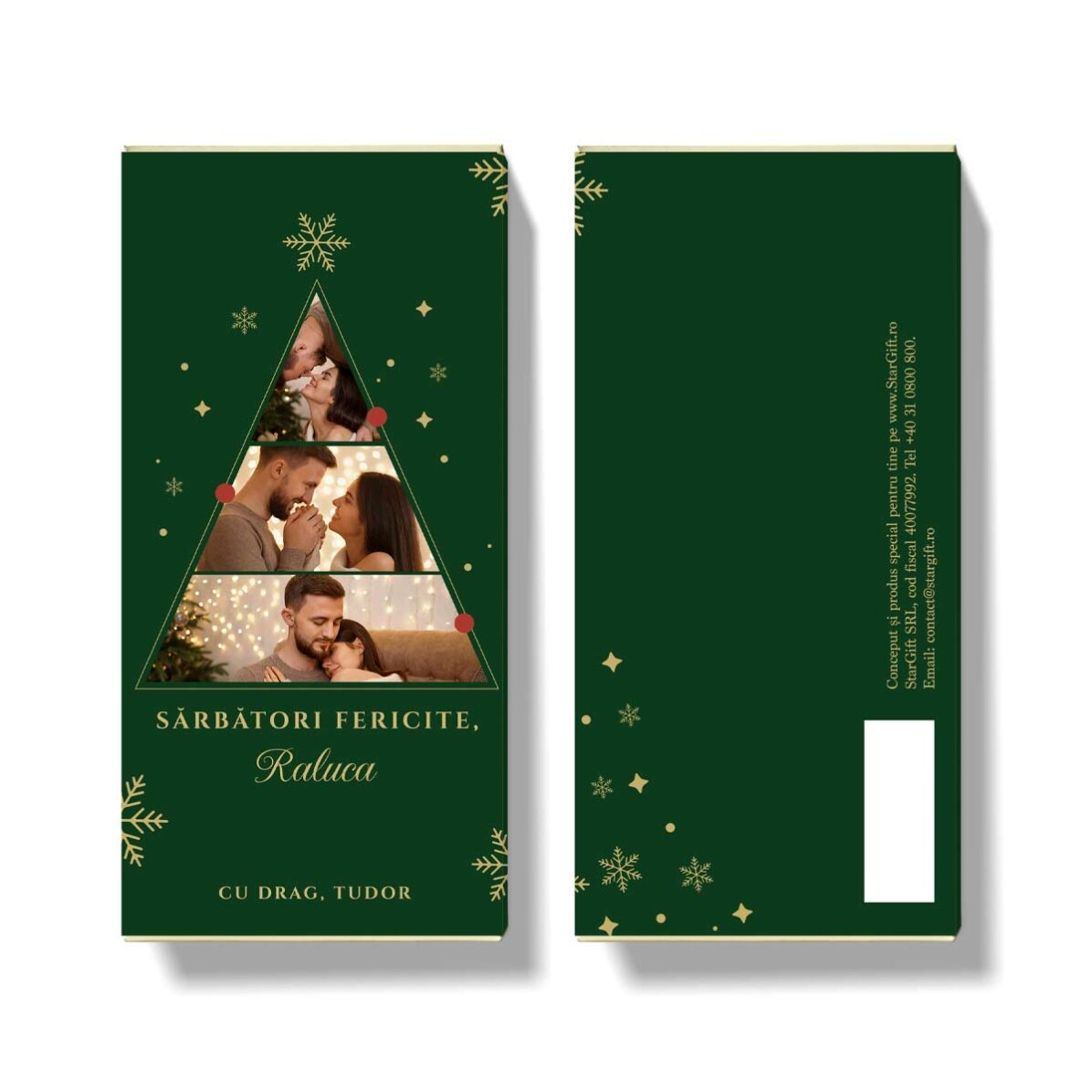 Cioccolato personalizzato con 3 foto e un messaggio di Natale - Albero di Natale