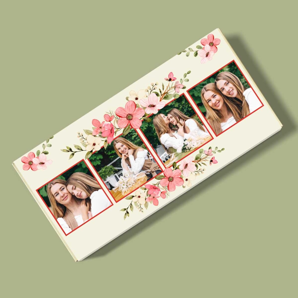Cioccolato personalizzato con 4 foto e un messaggio - Flowers