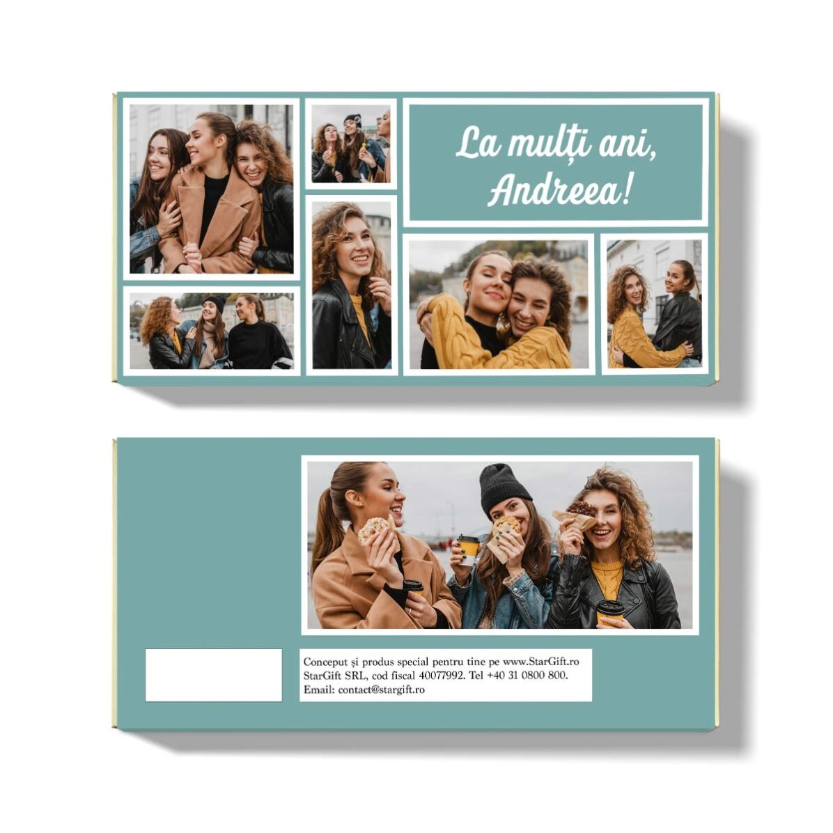 Cioccolato personalizzato con 7 foto e un messaggio
