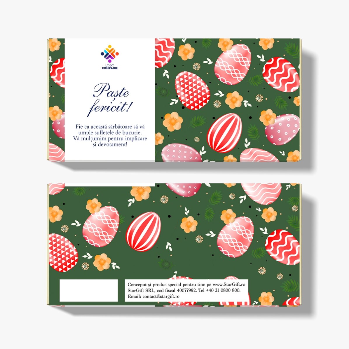 Cioccolato personalizzato con logo e messaggio - Uova di Pasqua