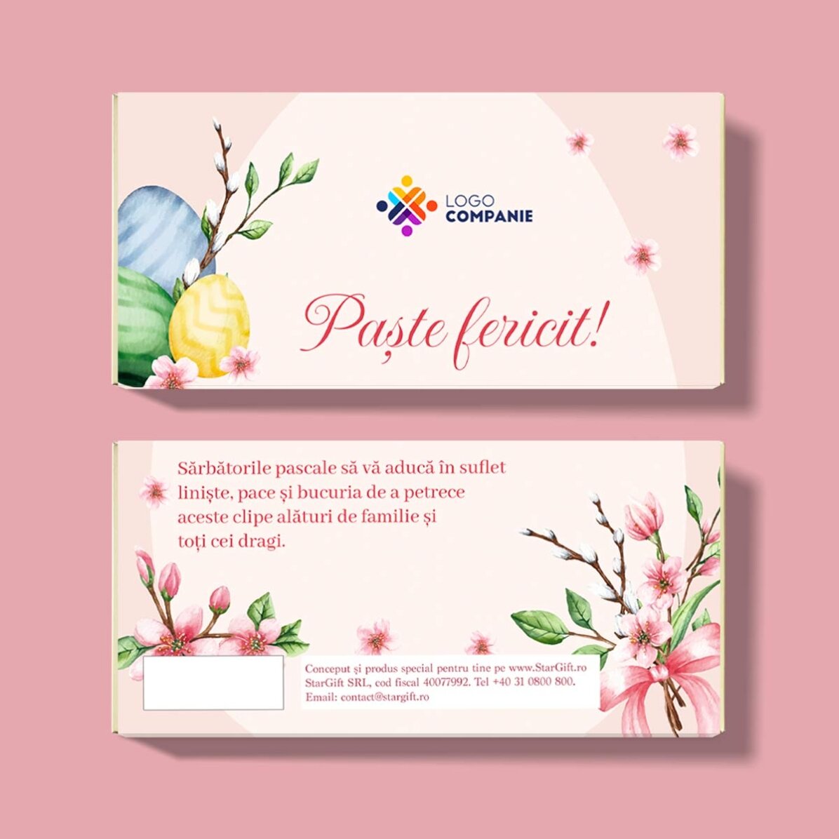 Cioccolato personalizzato con logo e messaggio - Pasqua