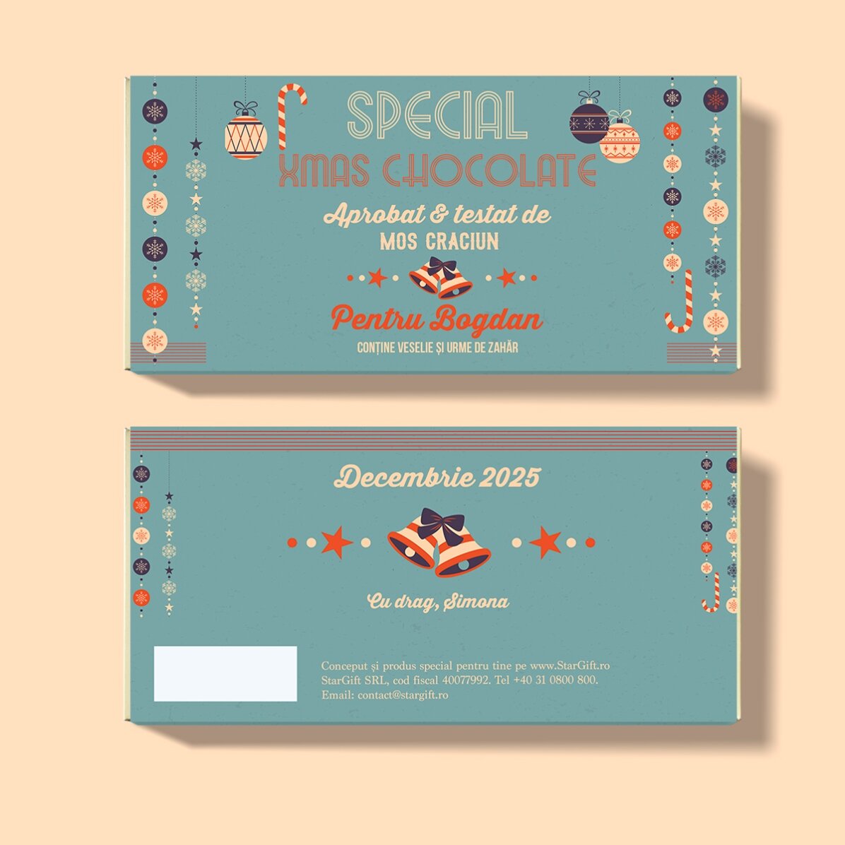 Cioccolato personalizzato con messaggio - Approvato da Babbo Natale