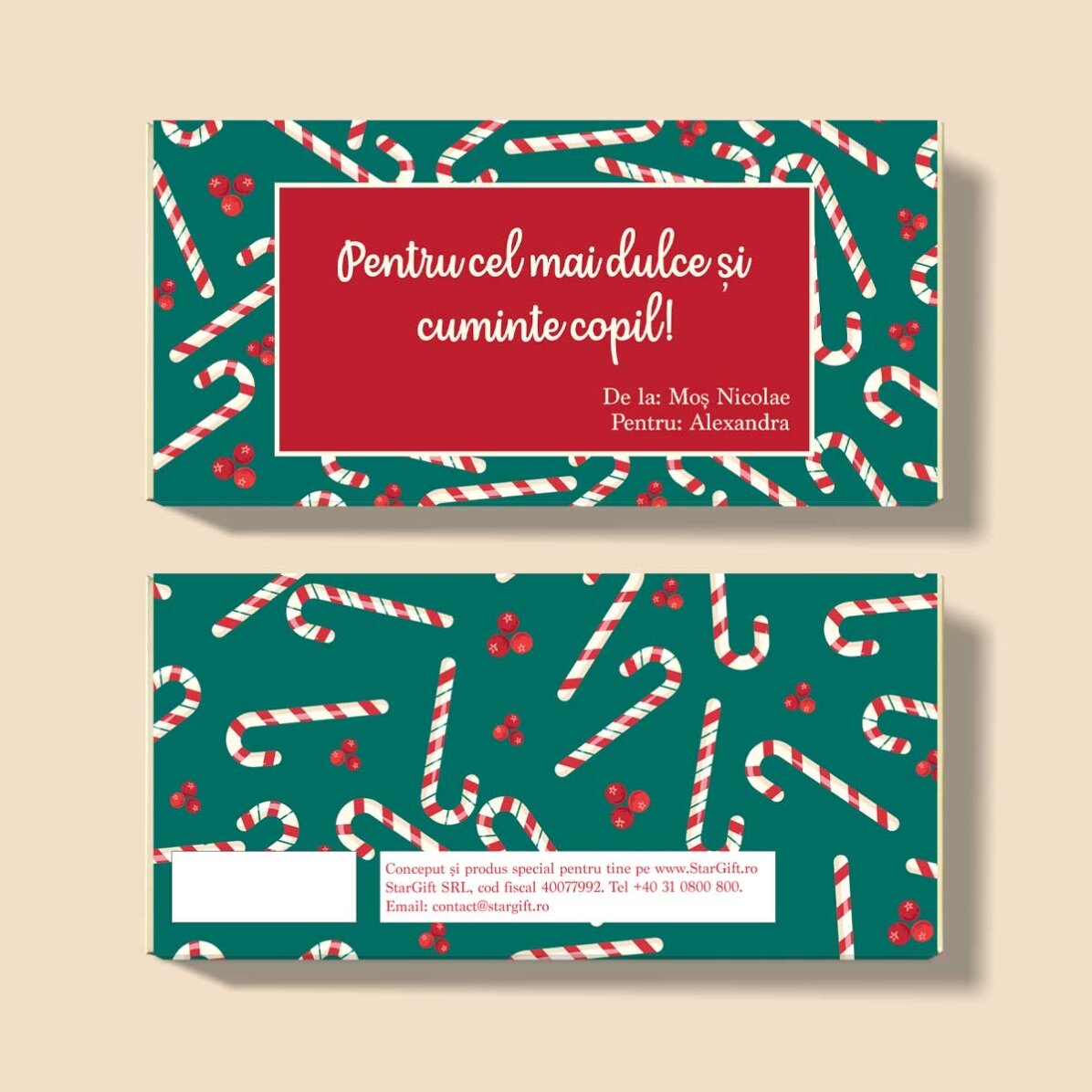 Cioccolato personalizzato con messaggio - da Babbo Natale