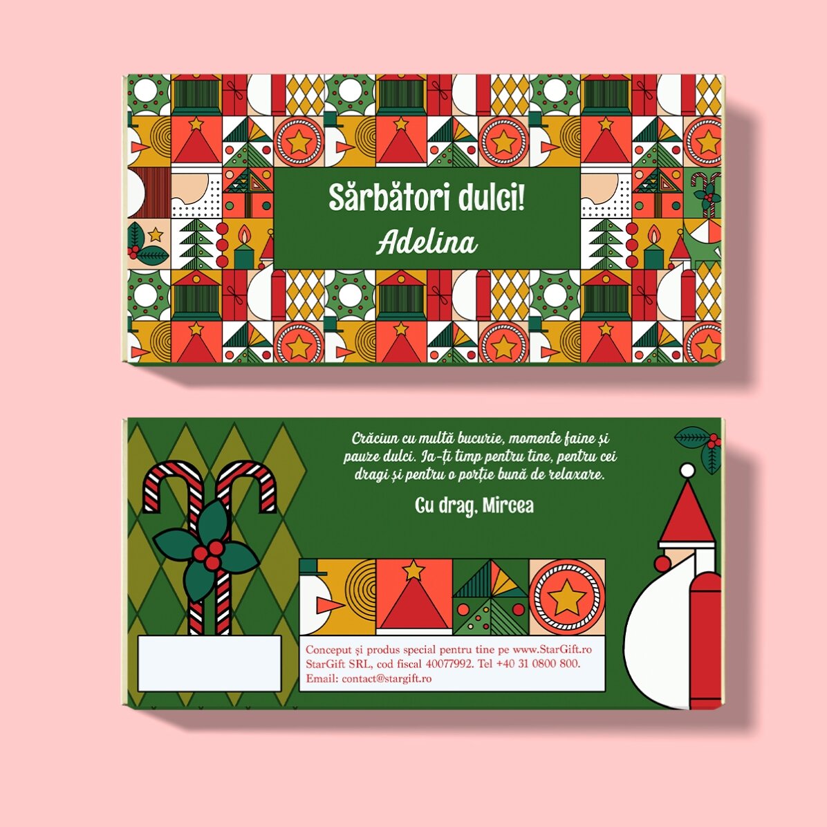 Cioccolato personalizzato con messaggio - Geometric Christmas