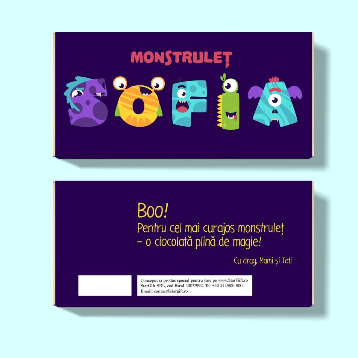Cioccolato personalizzato con messaggio - Monstrulet