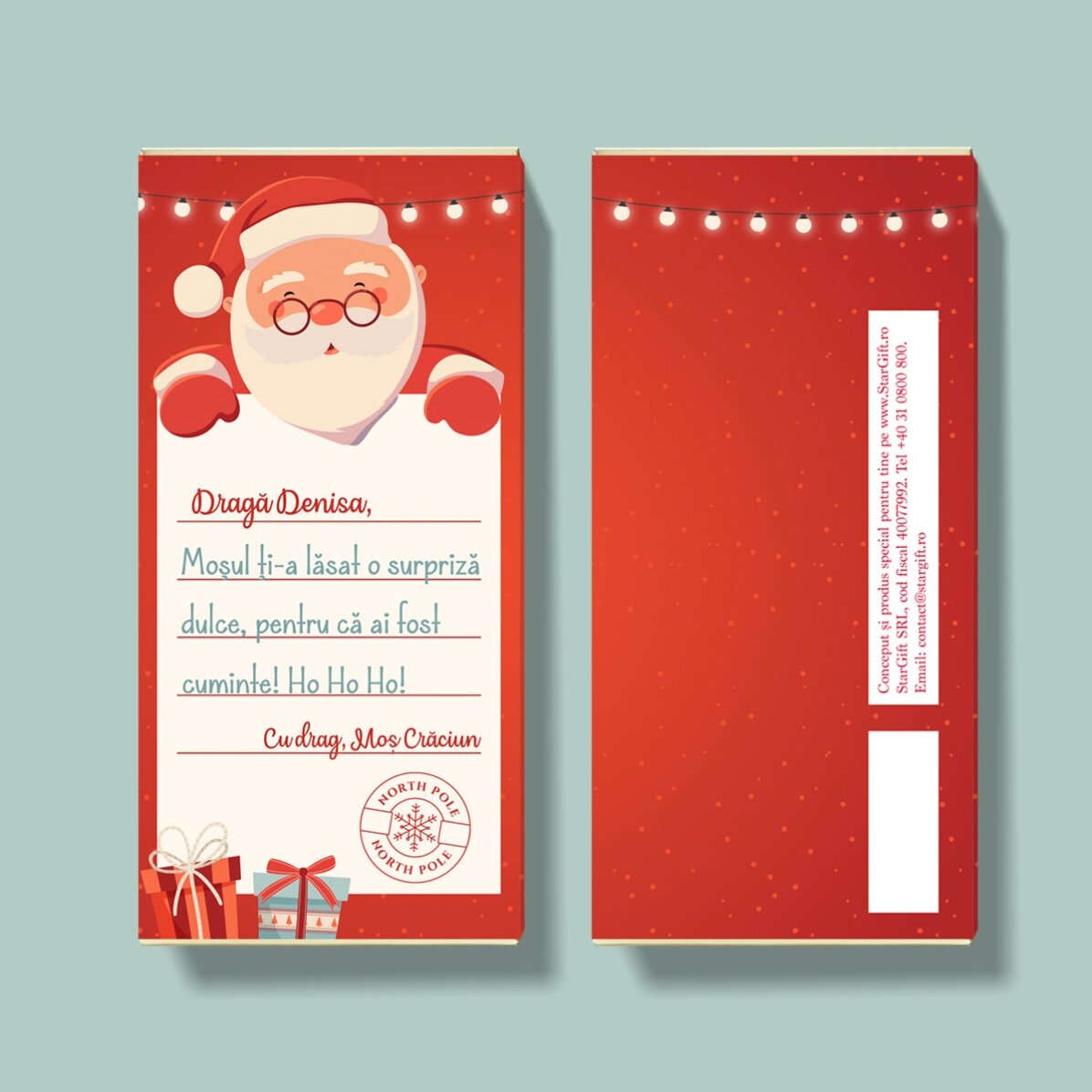 Cioccolato personalizzato con messaggio - Babbo Natale