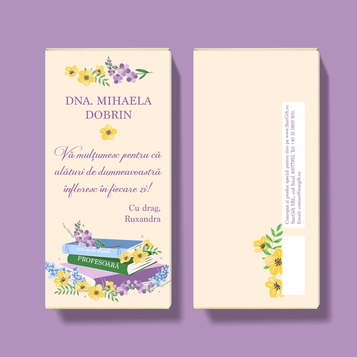 Cioccolato personalizzato con un messaggio per le insegnanti