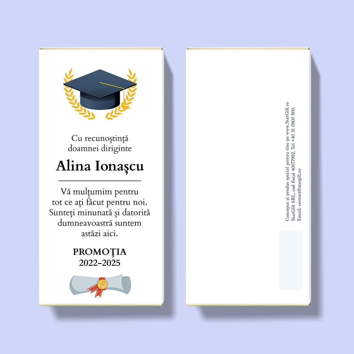 Cioccolato personalizzato con messaggio per gli insegnanti - Laurea