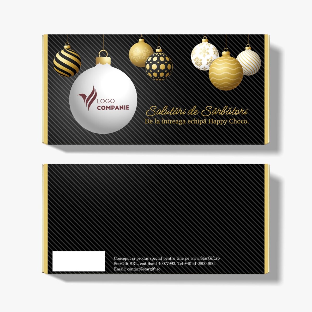 Cioccolato personalizzato con messaggio e logo - Auguri per le feste
