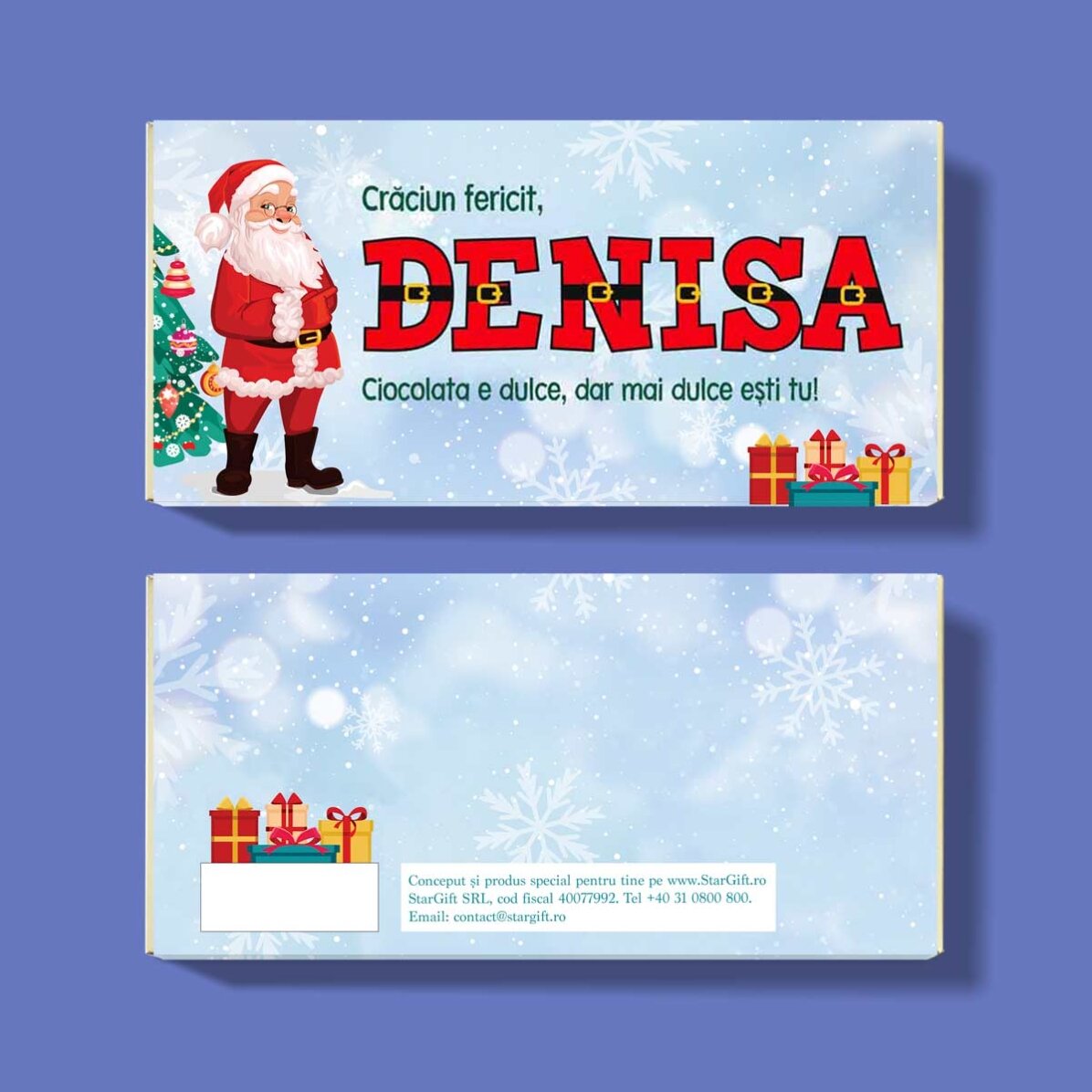Cioccolato personalizzato con nome e messaggio - Da Babbo Natale