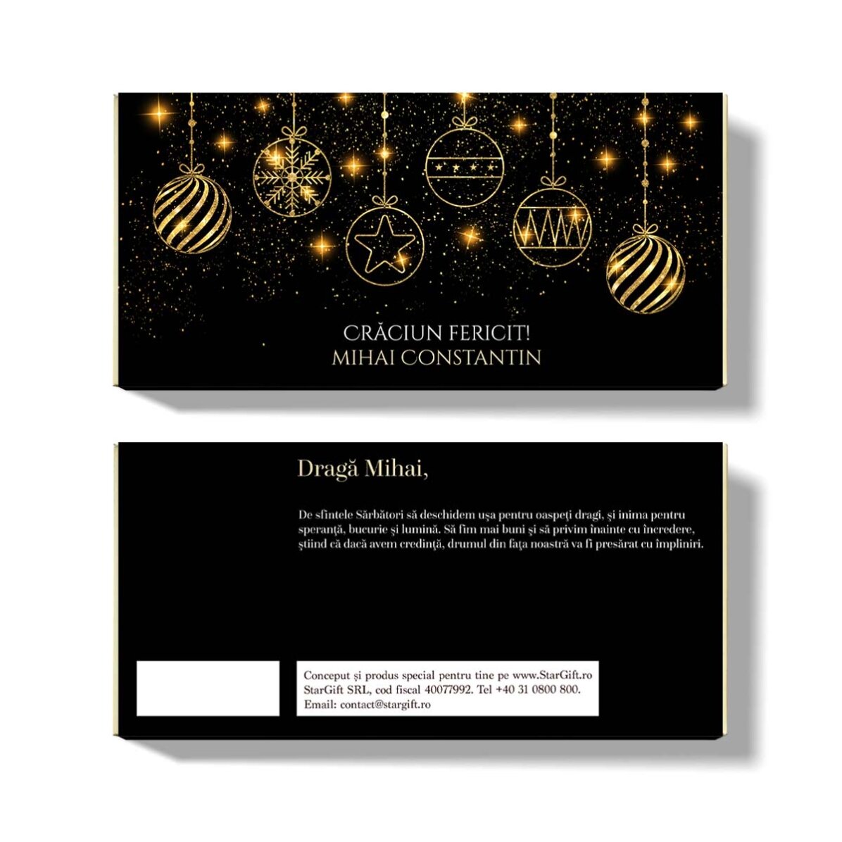 Cioccolato personalizzato con nome e messaggio - Gold Christmas