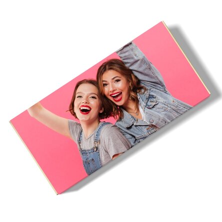Cioccolato personalizzato con una foto in formato orizzontale e un testo
