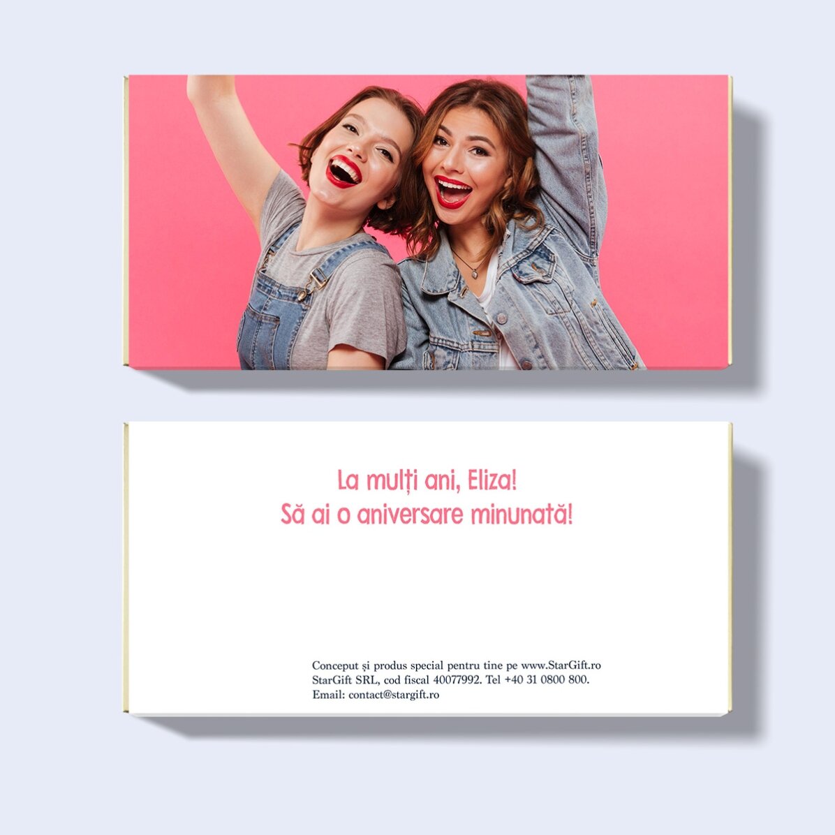 Cioccolato personalizzato con una foto in formato orizzontale e un testo