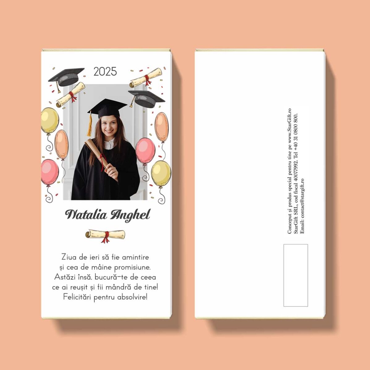 Cioccolato personalizzato con foto e testo - Laurea