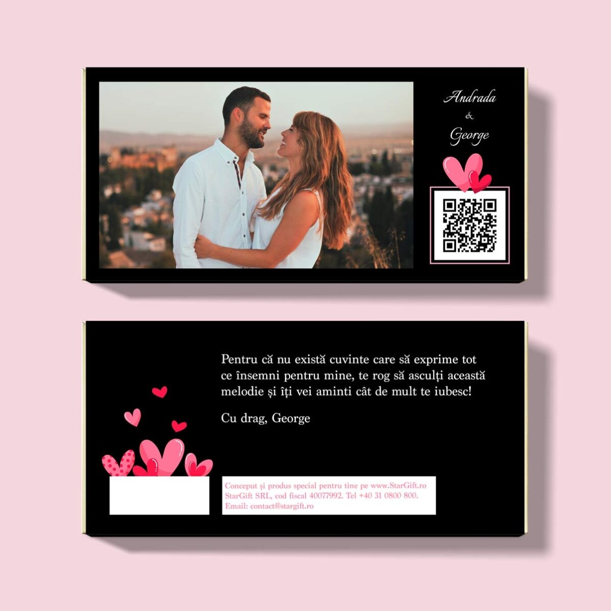 Cioccolato personalizzato con foto, testo e codice QR - Love