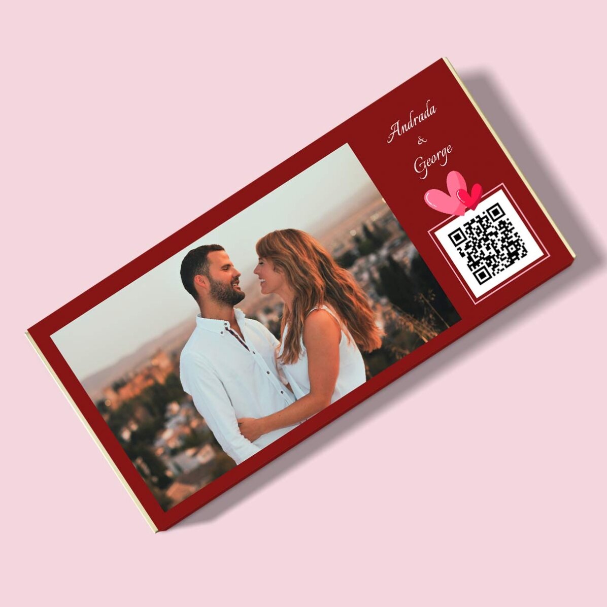 Cioccolato personalizzato con foto, testo e codice QR - Love