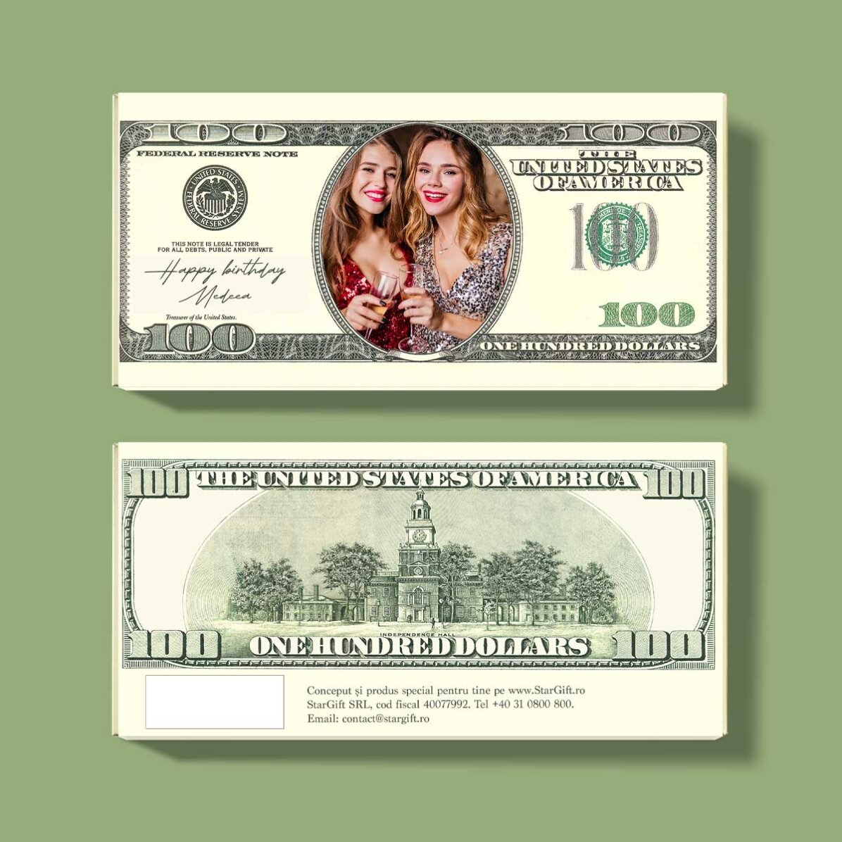 Cioccolato personalizzato con foto e messaggio - Dollari