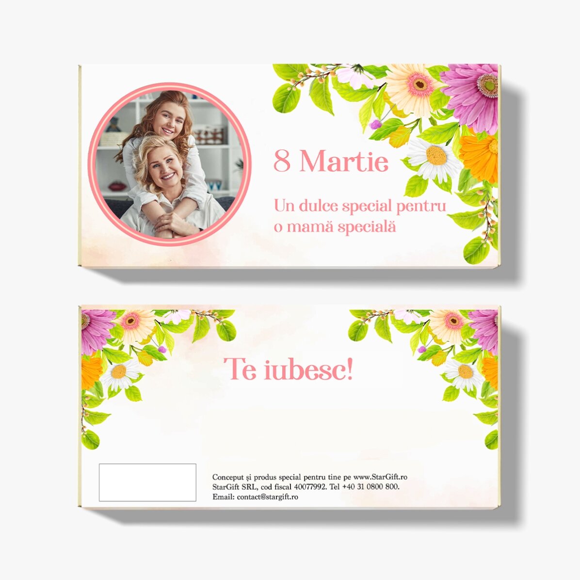 Cioccolato personalizzato con foto e testo - Fiori di primavera