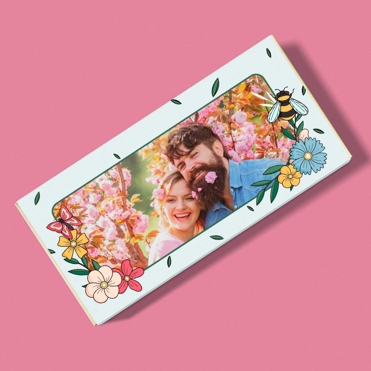 Cioccolato personalizzato con foto e testo - Fiori di primavera