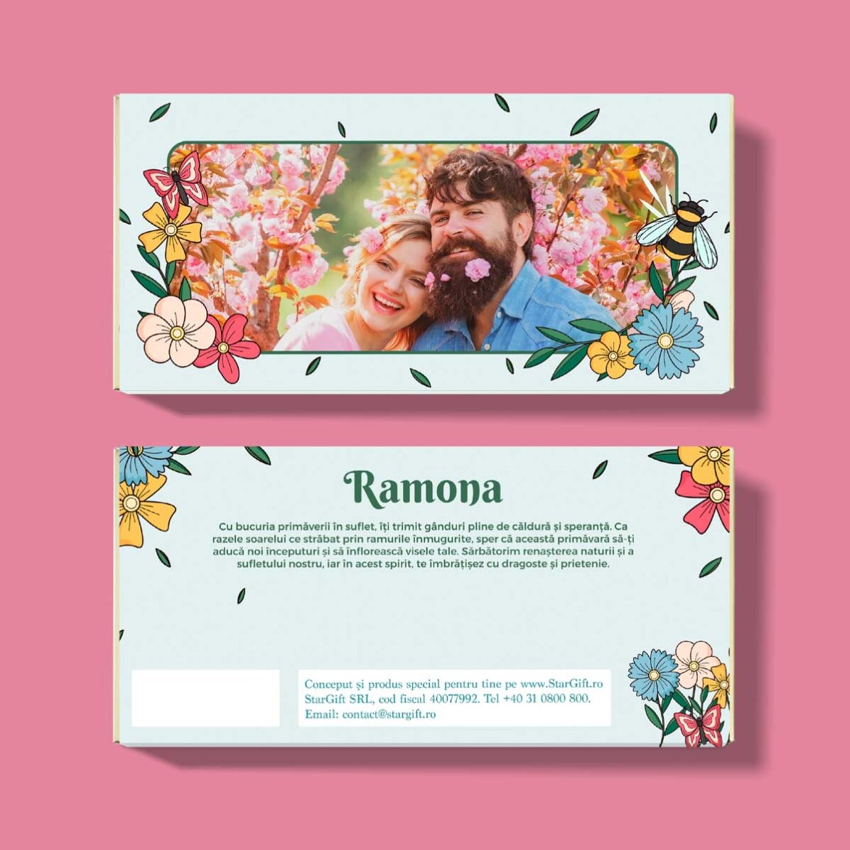 Cioccolato personalizzato con foto e testo - Fiori di primavera