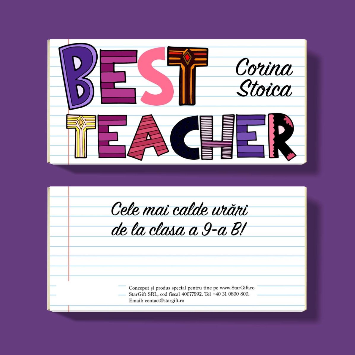 Cioccolato personalizzato con scritta - Best teacher