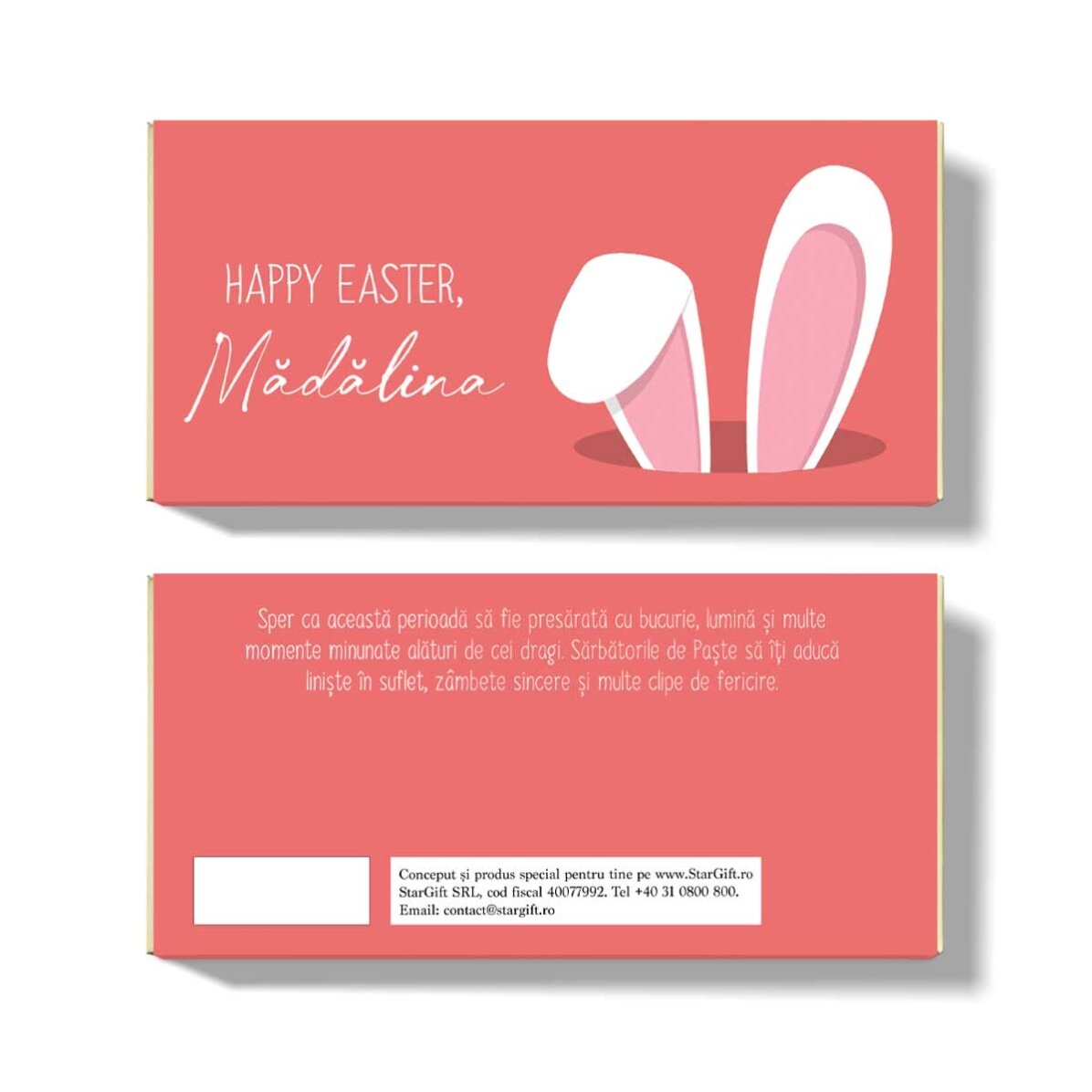 Cioccolato personalizzato con scritta - Bunny
