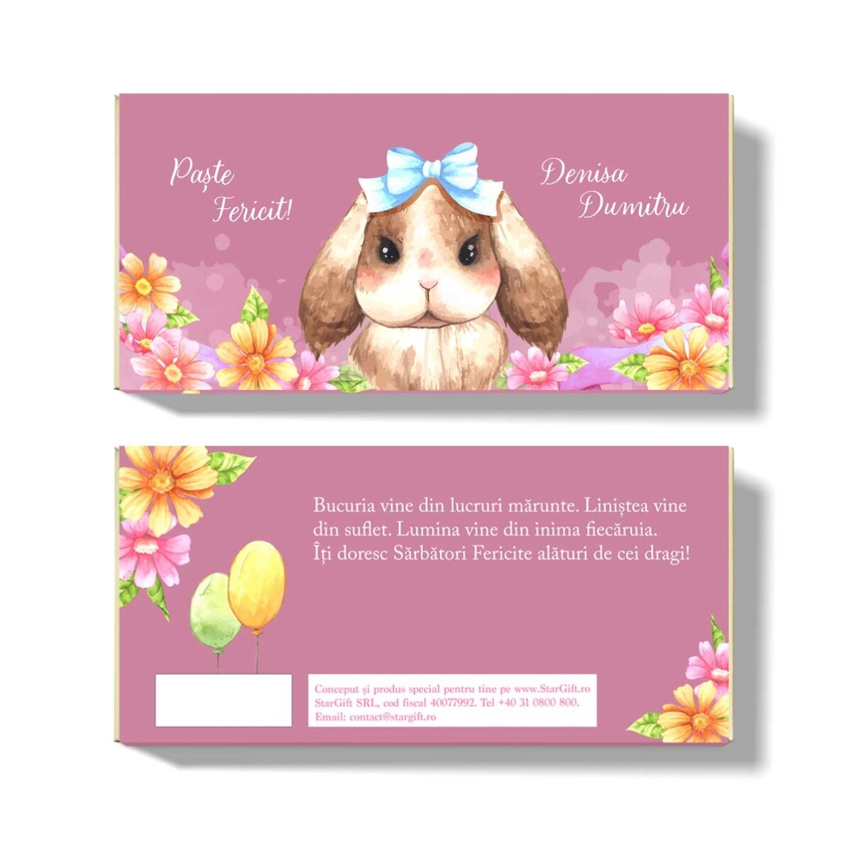 Cioccolato personalizzato con scritta - Cute Bunny