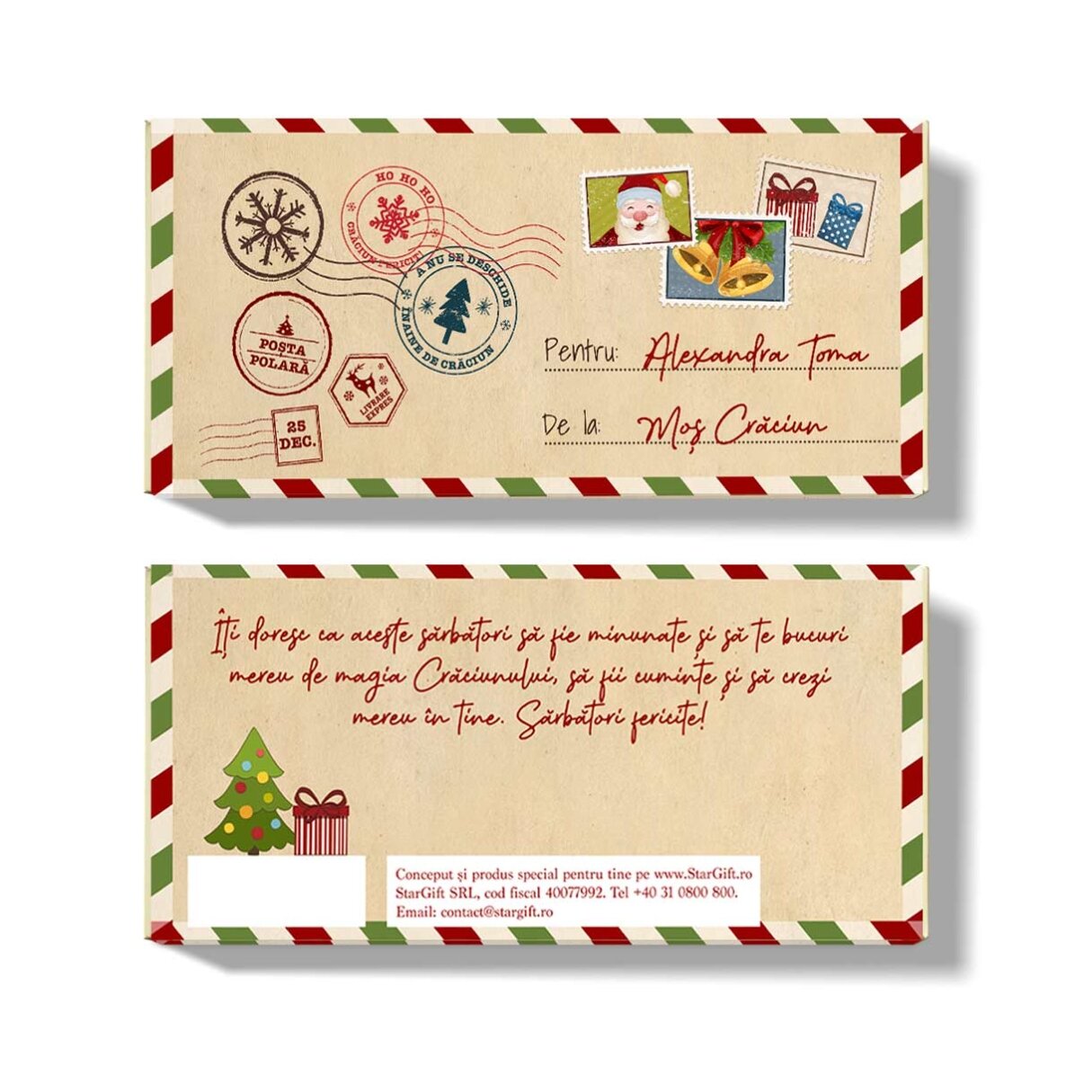 Cioccolato personalizzato con una scritta - Da Babbo Natale