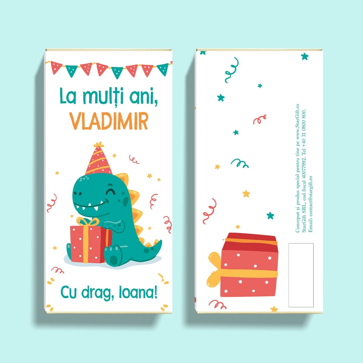 Cioccolato personalizzato con scritta - Happy Dino