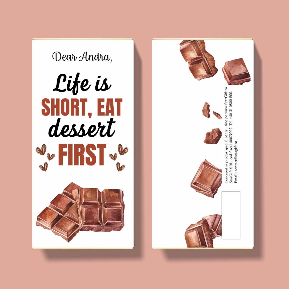 Cioccolato personalizzato con scritta - Life is short