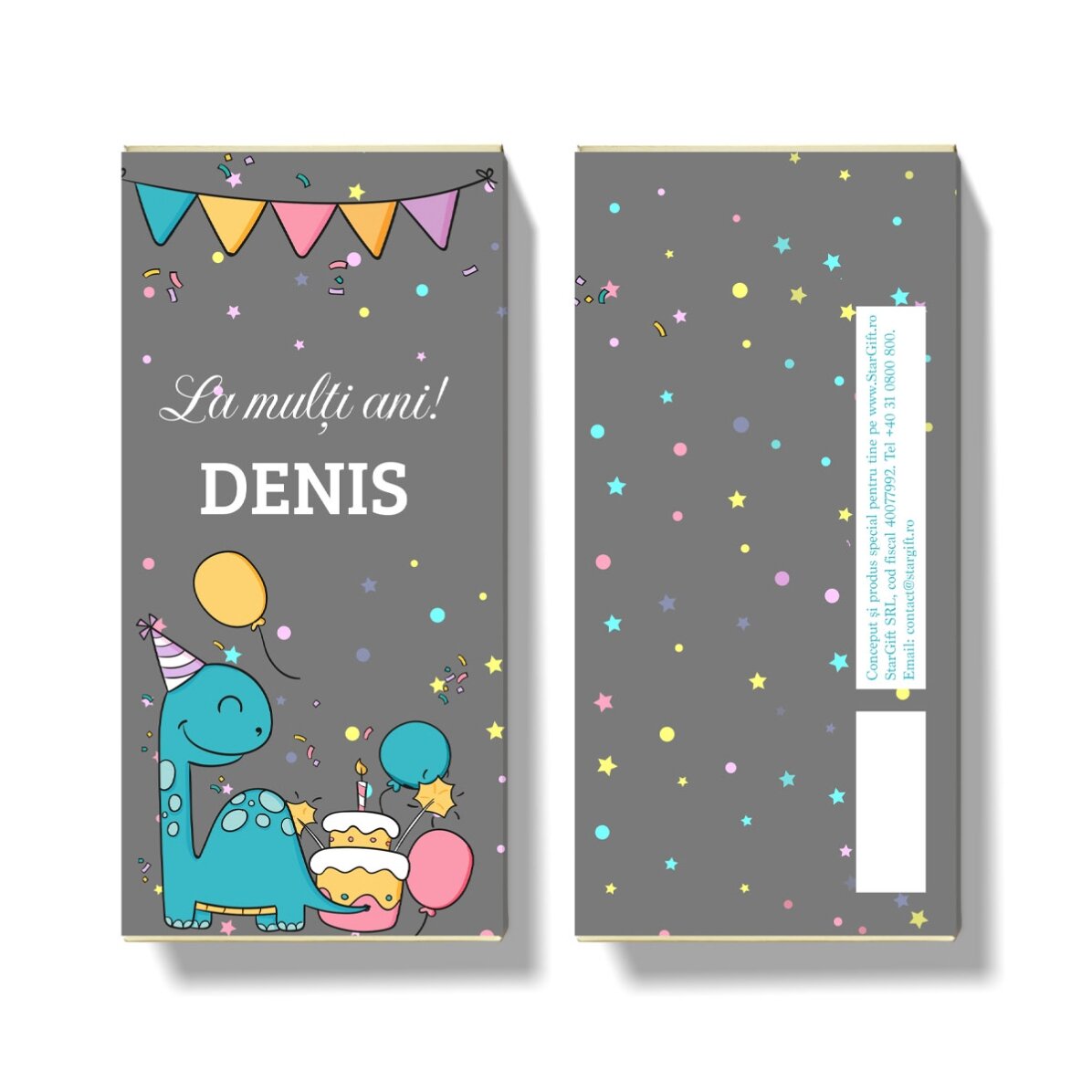Cioccolato personalizzato con scritta per bambini - Happy Dino
